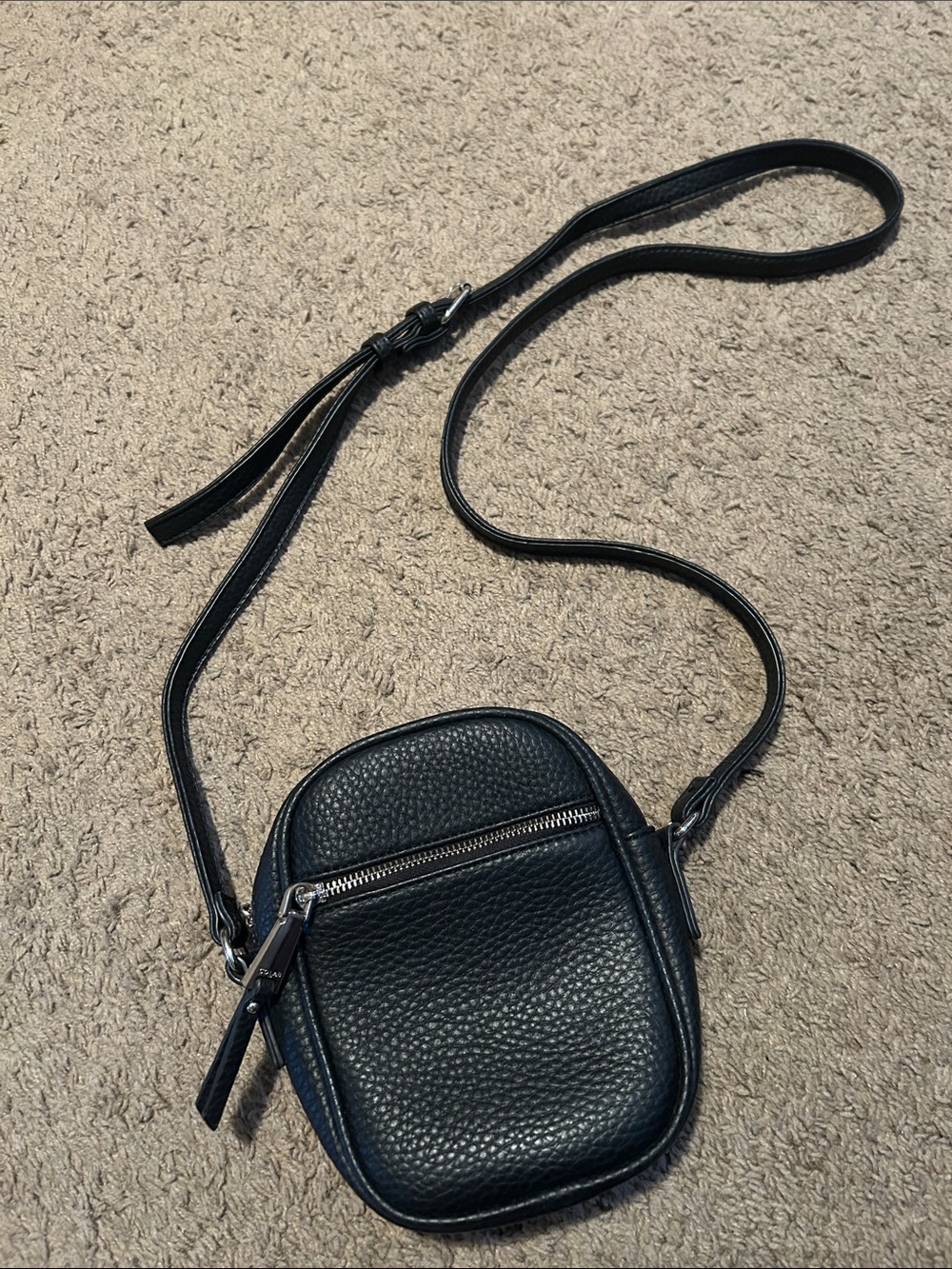 Collab Black Pebbled Leather Crossbody Bag